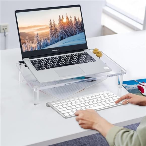 Acrylic Monitor Stand - 10mm Clear Platform - 14.5''(L) x 9''(W) x 3.4''(H) - Picture 5 of 7
